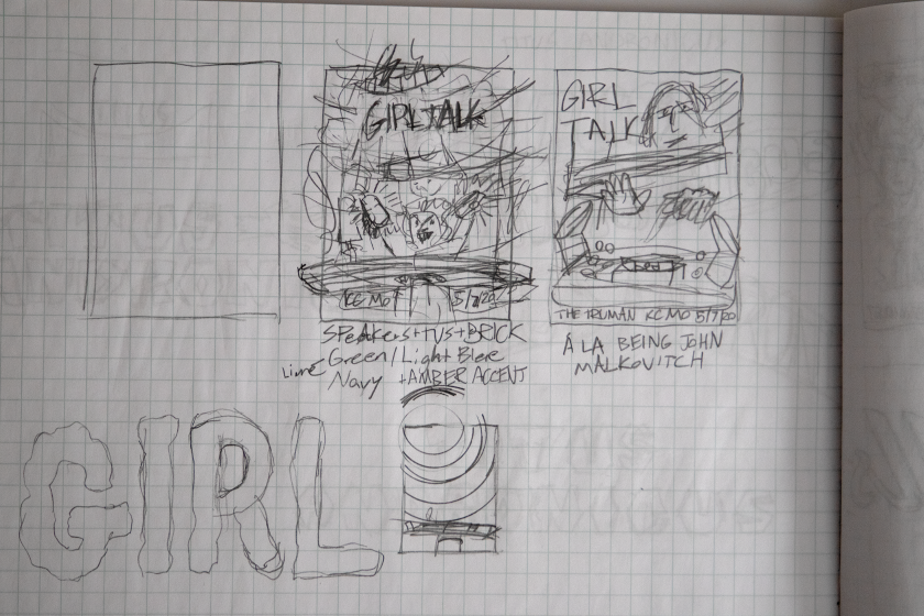 First concepts of Girl Talk poster on paper
