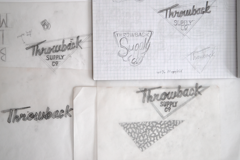 Throwback logo process sketches