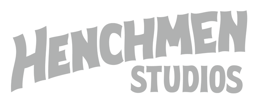 Henchmen in wavy gray font with Studios underneath